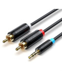 Cable Estéreo Vention BCLBF/ Jack 3.5 Macho - 2x RCA Macho/ 1m/ Negro