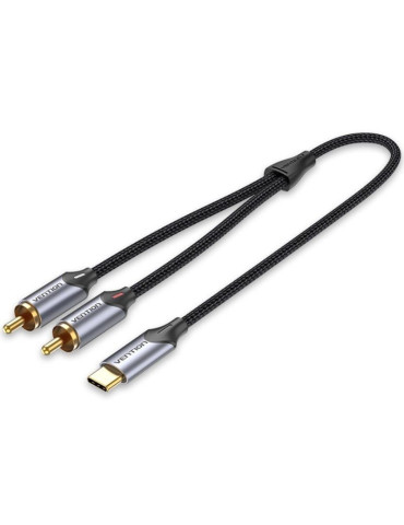 Cable Conversor Vention BGUHF/ 2x RCA Macho - USB Tipo-C Macho/ 1m/ Gris