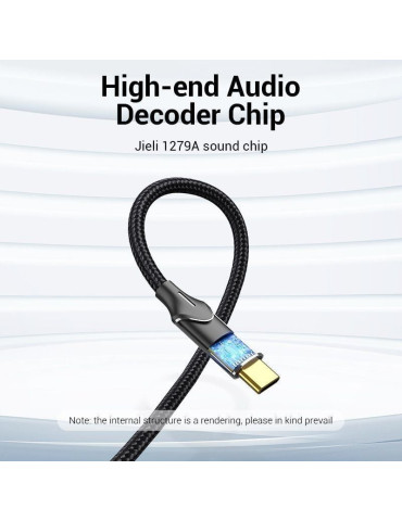 Cable Conversor Vention BGUHF/ 2x RCA Macho - USB Tipo-C Macho/ 1m/ Gris 2