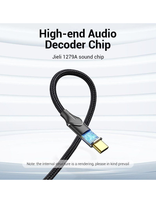 Cable Conversor Vention BGUHF/ 2x RCA Macho - USB Tipo-C Macho/ 1m/ Gris