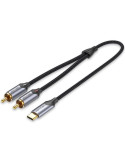 Cable Conversor Vention BGUHG/ 2x RCA Macho - USB Tipo-C Macho/ 1.5m/ Gris