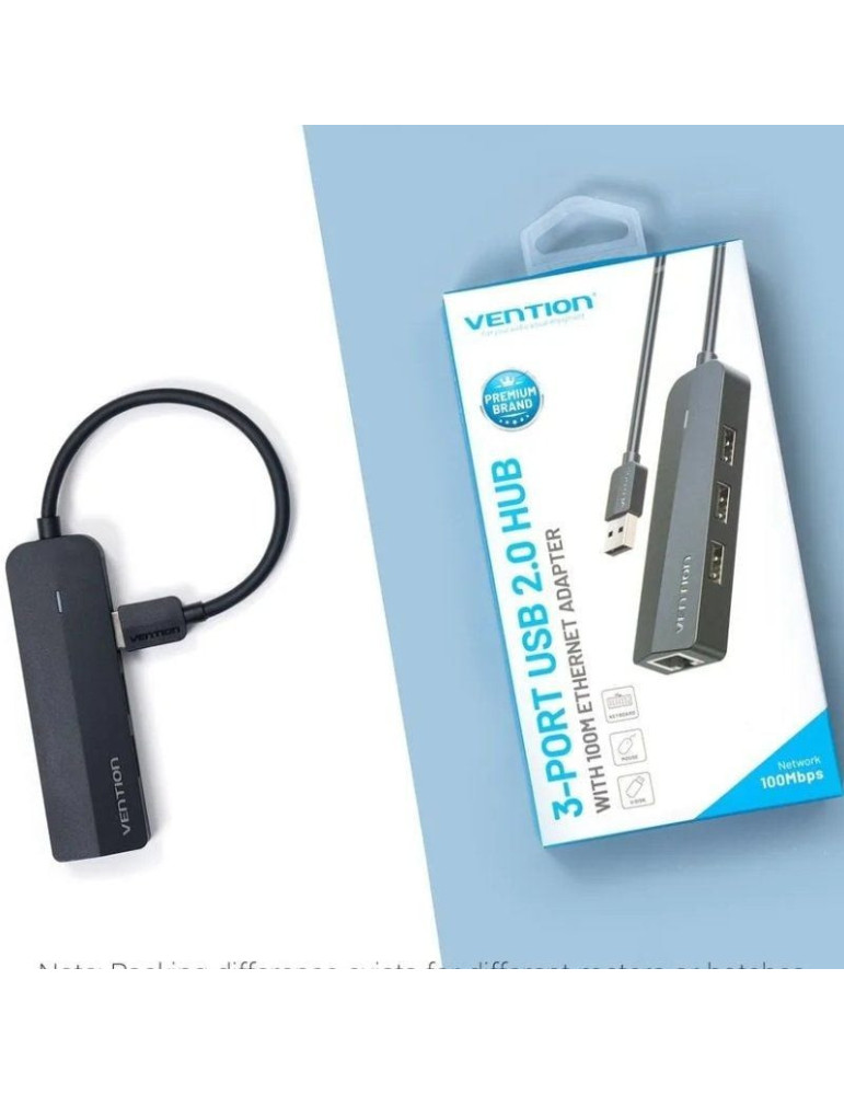 Hub USB 2.0 Vention CHPBB/ 3xUSB/ 1xMicro USB PD/ 1xRJ45
