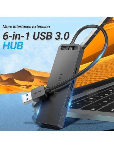 Hub USB 3.0 Vention CHVBB/ 3xUSB/ 1xMicroUSB PD/ 1xLector Tarjetas 2