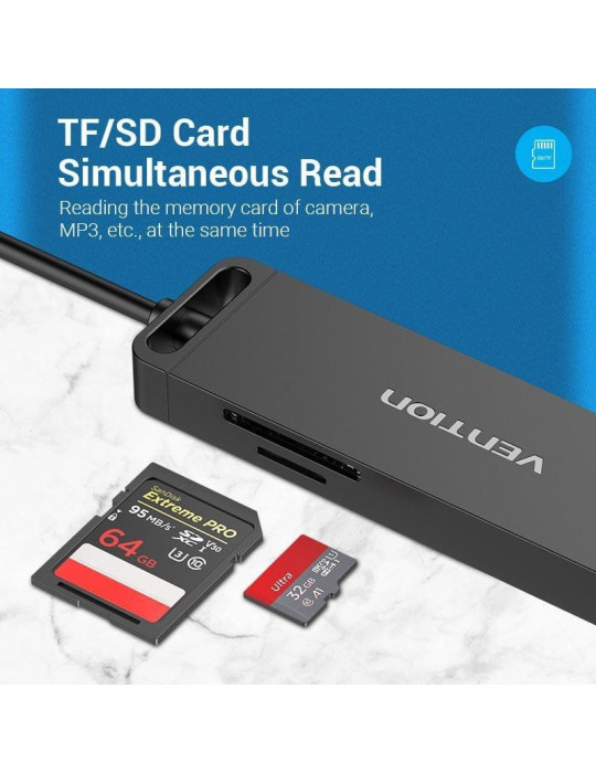 Hub USB 3.0 Vention CHVBB/ 3xUSB/ 1xMicroUSB PD/ 1xLector Tarjetas