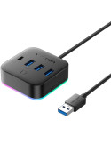 Hub USB 3.0 Vention CHZBC/ 3xUSB/ 1xUSB Tipo-C/ 1xUSB Tipo-C PD