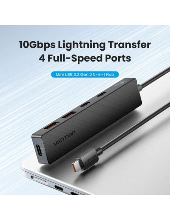 Hub USB Tipo-C 3.2 Vention CKDBB/ 2xUSB/ 2xUSB Tipo-C/ 1xUSB Tipo-C PD