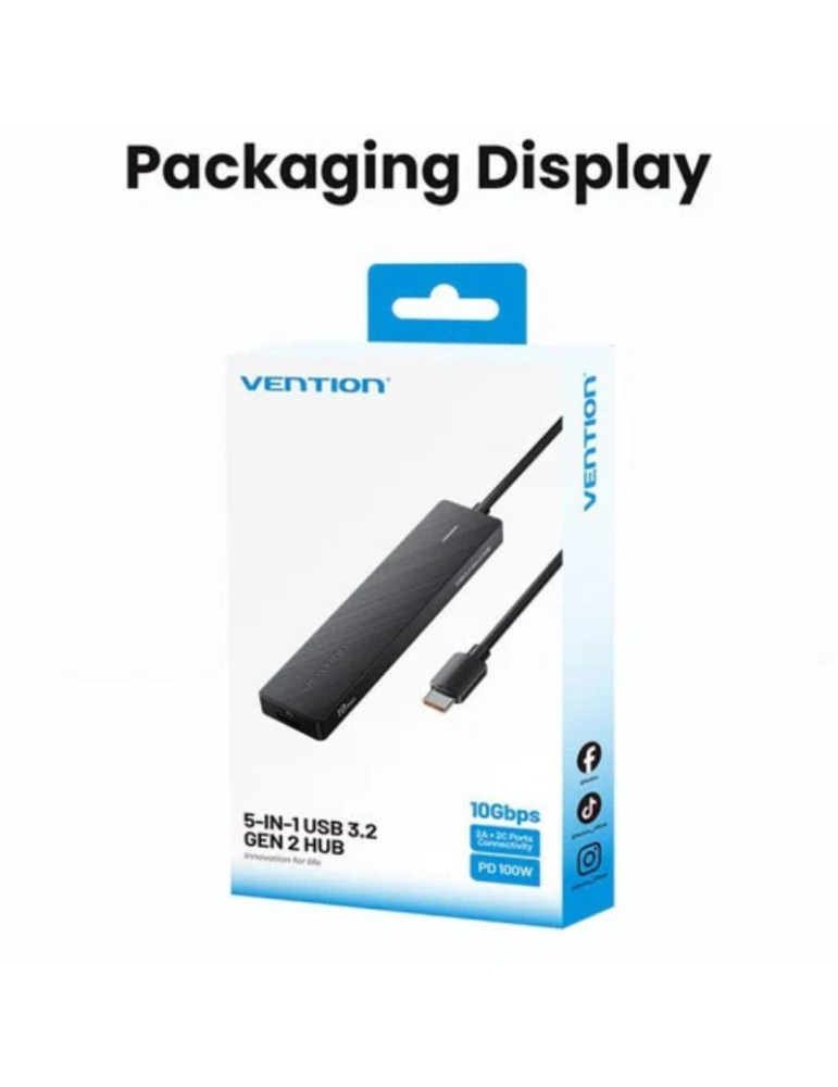 Hub USB Tipo-C 3.2 Vention CKDBB/ 2xUSB/ 2xUSB Tipo-C/ 1xUSB Tipo-C PD