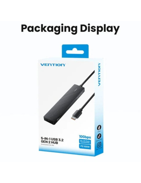 Hub USB Tipo-C 3.2 Vention CKDBB/ 2xUSB/ 2xUSB Tipo-C/ 1xUSB Tipo-C PD