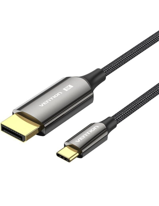 Cable Conversor DisplayPortI 8K Vention CRFBH/ USB Tipo-C Macho - DisplayPort Macho/ 2m/ Negro
