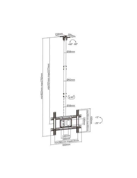 Soporte de Techo Giratorio/ Inclinable/ Extensible Aisens CT80TSE-075 para TV de 37-80"/ hasta 50kg