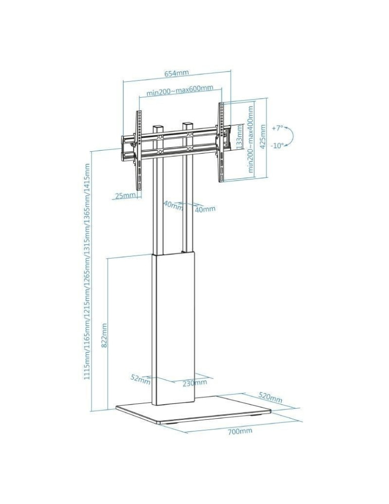 Soporte de Suelo Inclinable TooQ FS2288M-B para TV de 32-85"/ hasta 40kg