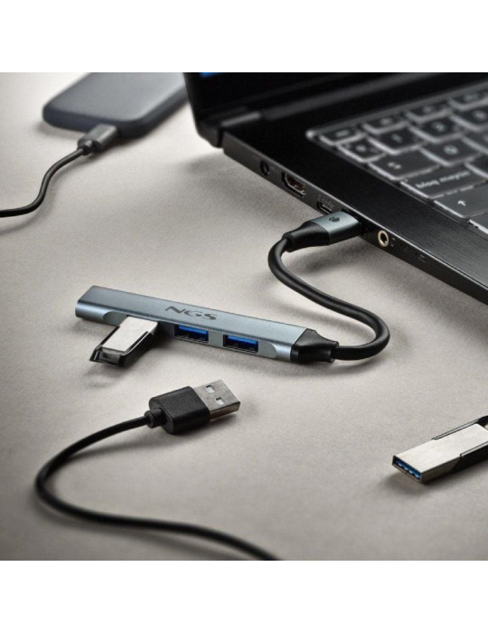Hub USB NGS IHUB4 Micro/ 4xUSB/ Gris