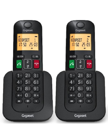 Teléfono Inalámbrico Gigaset Elemental 400 DUO/ Negro