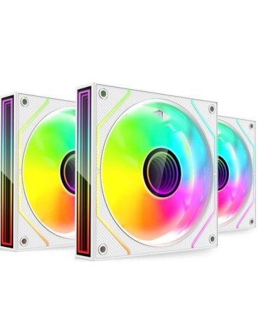 Pack 3 Ventiladores Mars Gaming MF-3DPROKIT/ 12cm + HUB + Mando a Distancia/ ARGB/ Blanco 2