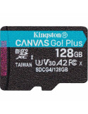 Tarjeta de Memoria Kingston CANVAS Go! Plus 128GB microSD XC/ Clase 10/ 200MBs