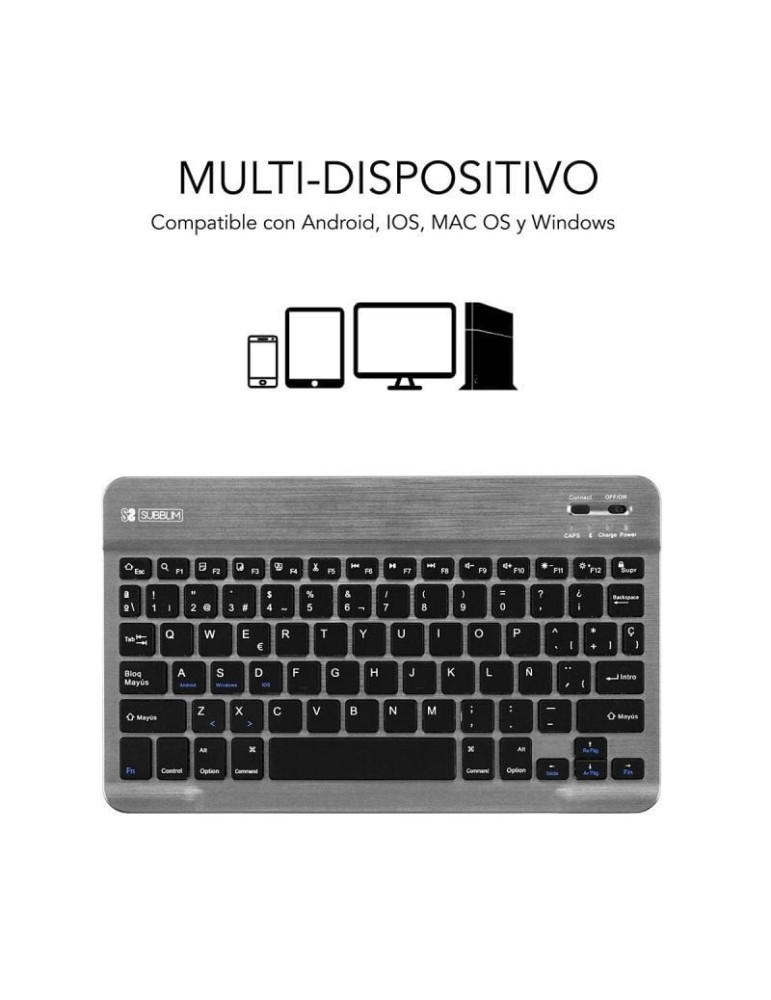 Teclado Compacto Inalámbrico Subblim Smart/ Gris