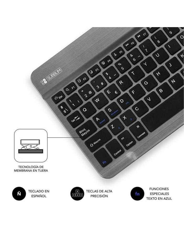 Teclado Compacto Inalámbrico Subblim Smart/ Gris
