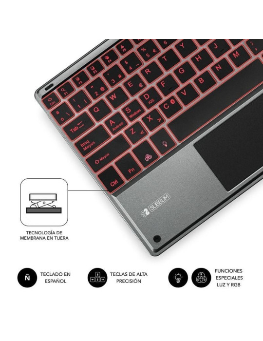 Teclado Compacto Inalámbrico Subblim Touchpad Smart Blacklit/ Gris