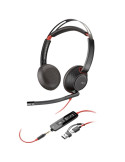 Auriculares Poly Blackwire 5220 + Adaptador USB-C/A/ con Micrófono/ Jack 3.5mm/ Negro