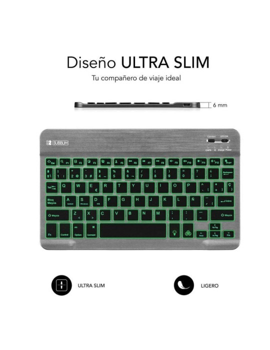 Teclado Compacto Inalámbrico Subblim Smart Backlit/ Gris
