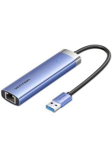 Hub USB 3.0 Vention TGFSB/ 3xUSB/ 1xRJ45/ 1xUSB Tipo-C PD/ Azul