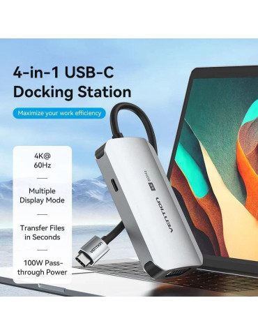 Docking USB Tipo-C Vention TQAHB/ 1xHDMI/ 1xUSB/ 1xVGA/ 1xUSB Tipo-C PD/ Gris 2