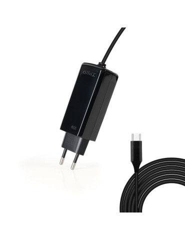 Cargador de Portátil GaN TooQ TQLC-USBCGAN90PD-C/ 1xUSB Tipo-C/ 90W/ Automático/ Voltaje 5-20V 2