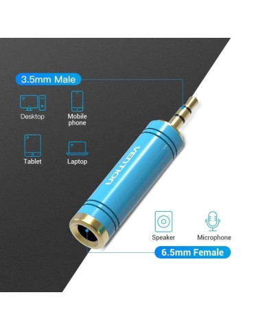 Adaptador Jack Vention VAB-S04-L/ Jack 3.5 Macho - Jack 6.5 Hembra/ Azul 2