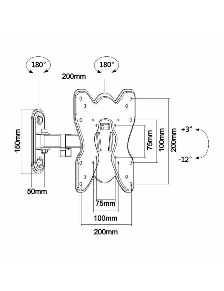 Soporte de Pared Extensible/ Inclinable/ Giratorio Aisens WT42TSE-007 para TV de 23-42"/ hasta 25kg