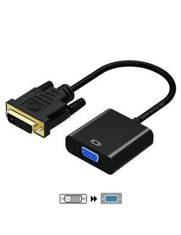 Cable Conversor Aisens A147-0352/ DVI Macho - VGA Hembra/ 30cm/ Negro