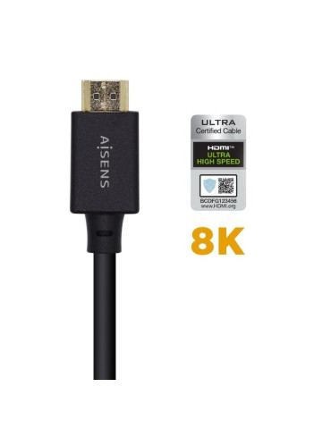 Cable HDMI 2.1 8K Aisens A150-0424/ HDMI Macho - HDMI Macho/ 3m/ Certificado/ Negro 2