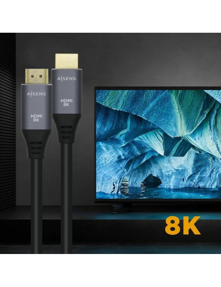 Cable HDMI 2.1 8K Aisens A150-0427/ HDMI Macho - HDMI Macho/ 1.5m/ Gris Negro