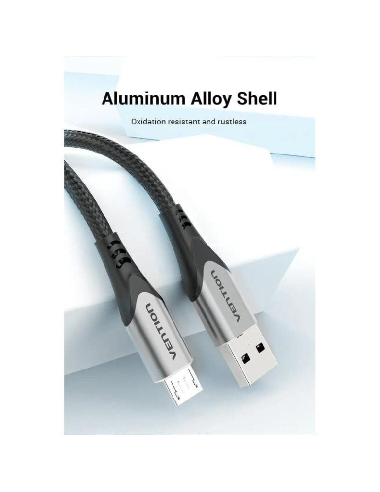 Cable USB 2.0 Vention COAHG/ USB Macho - MicroUSB Macho/ 480Mbps/ 1.5m/ Gris