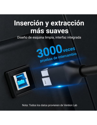 Cable USB 3.0 Impresora Vention COOBF/ USB Tipo-B Macho - USB Macho/ 5Gbps/ 1m/ Negro 2