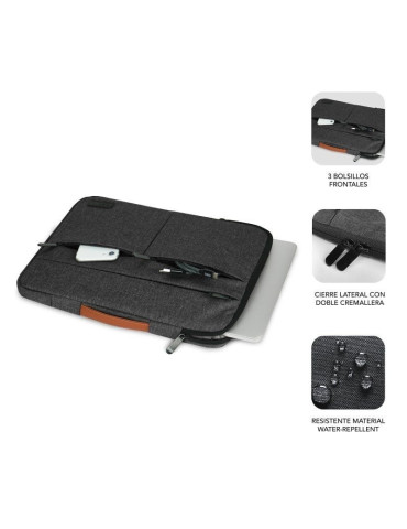 Funda Subblim Air Padding 360 Sleeve para Portátiles hasta 14"/ Gris Oscuro 2