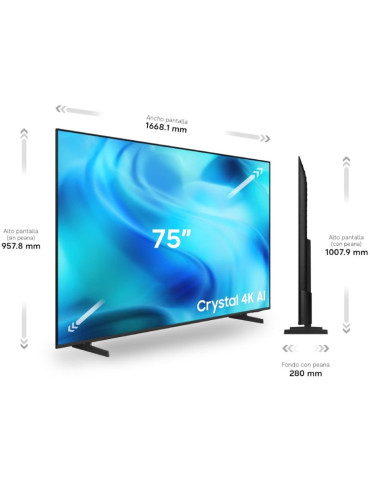 Televisor Samsung Crystal 4K AI U8075H 75"/ Ultra HD 4K/ Smart TV/ WiFi 2