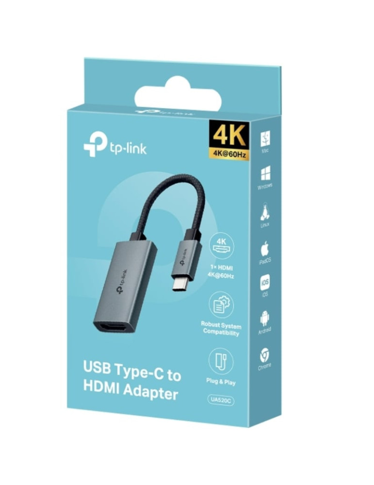 Conversor HDMI 4K 60Hz TP-Link UA520C/ HDMI Hembra - USB Tipo-C Macho/ 10cm/ Gris