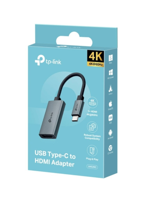 Conversor HDMI 4K 60Hz TP-Link UA520C/ HDMI Hembra - USB Tipo-C Macho/ 10cm/ Gris