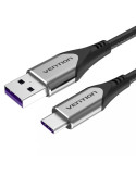 Cable USB 2.0 Tipo-C Vention COFHH/ USB Tipo-C Macho - USB Macho/ Hasta 100W/ 480Mbps/ 2m/ Gris