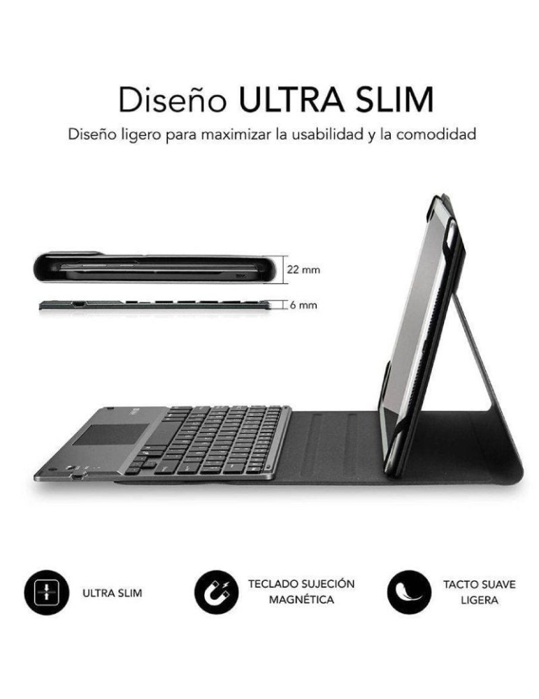 Funda con Teclado Subblim Keytab Pro Bluetooth Touchpad para Tablets de 9.6"-10.8"/ Negra