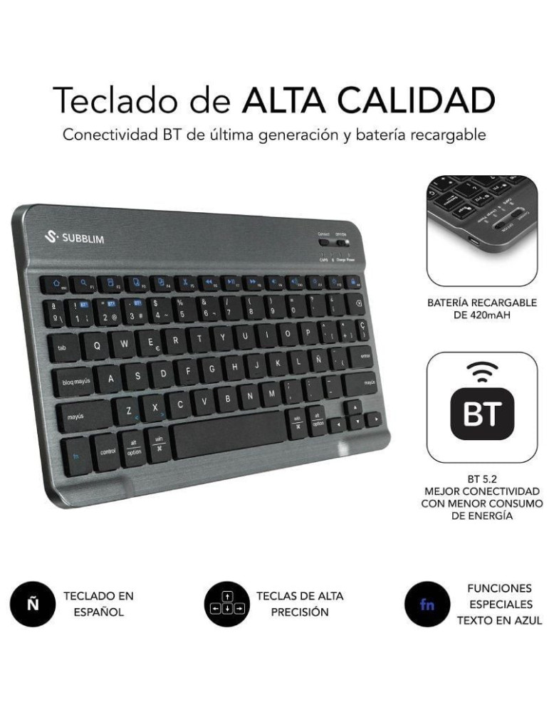 Funda con Teclado Subblim KeyTab Pro BT para Tablets Samsung Galaxy A11+/ Negra