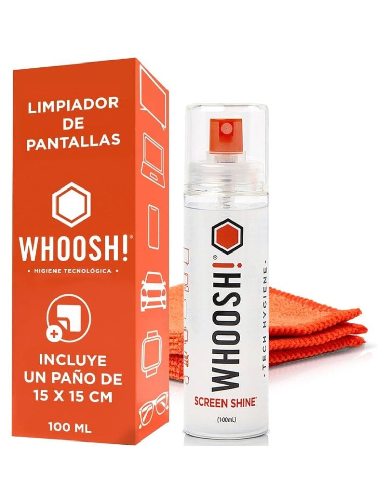 Kit Limpiador de Pantallas Whoosh Kit GO XL WSH003/ Spray 100ml + Paño Microfibra
