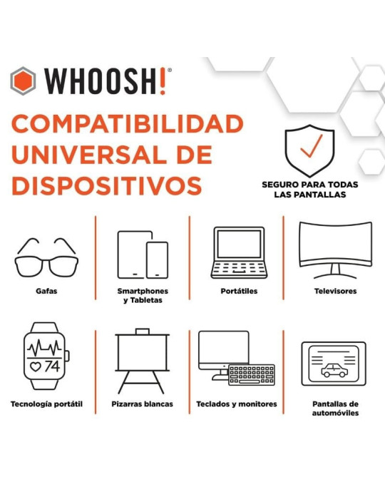 Kit Limpiador de Pantallas Whoosh WSH005/ Spray 500ml + Paño Microfibra