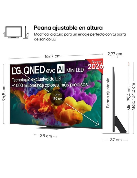 Televisor LG QNED evo AI QNED87 Mini LED 75QNED87B6A 75"/ Ultra HD 4K/ Smart TV/ WiFi