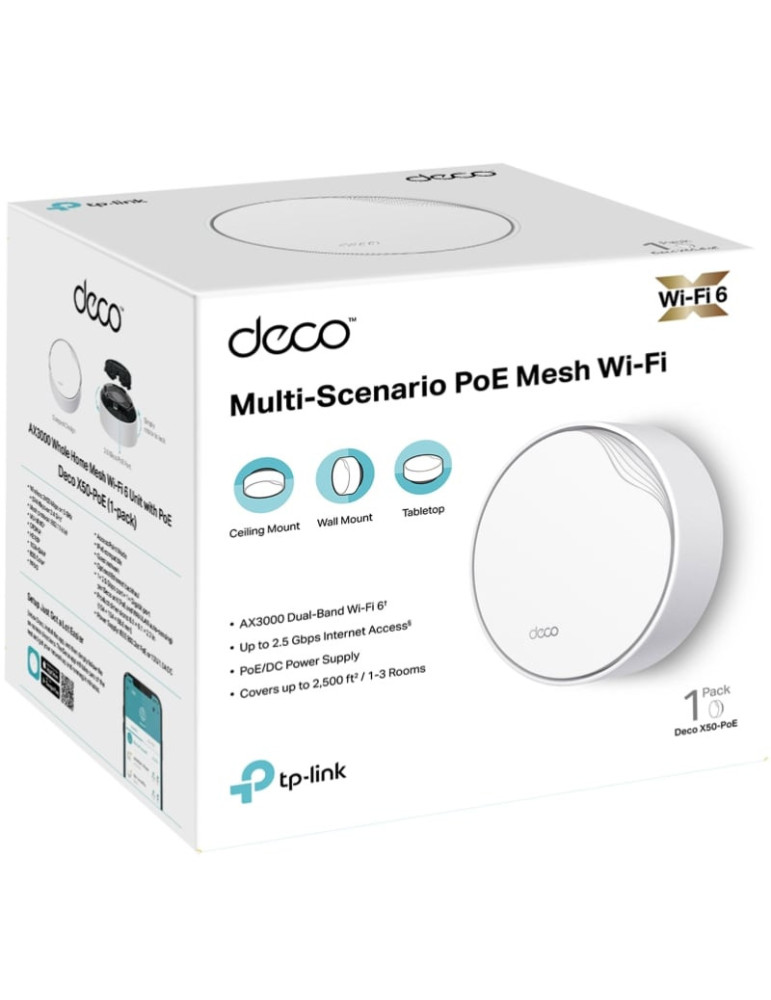 Sistema Mesh TP-Link Deco X50-PoE 3000Mbps/ 2.4GHz 5GHz