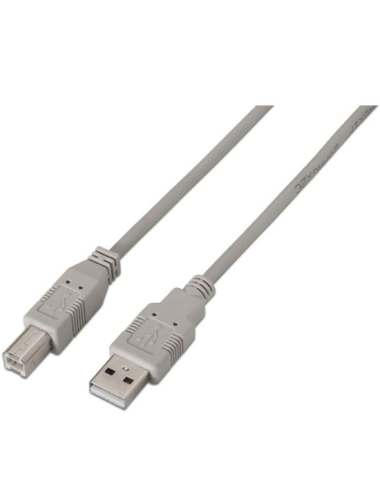 Cable USB 2.0 Impresora Aisens A101-0001/ USB Tipo-B Macho - USB Macho/ 1m/ Beige