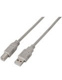 Cable USB 2.0 Impresora Aisens A101-0001/ USB Tipo-B Macho - USB Macho/ 1m/ Beige
