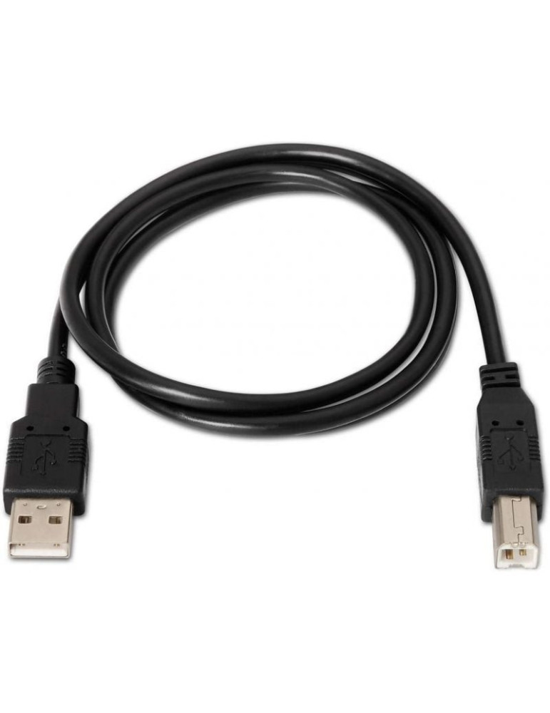 Cable USB 2.0 Impresora Aisens A101-0005/ USB Tipo-B Macho - USB Macho/ 1m/ Negro