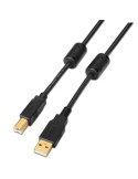 Cable USB 2.0 Impresora Aisens A101-0009/ USB Tipo-B Macho - USB Macho/ 2m/ Negro