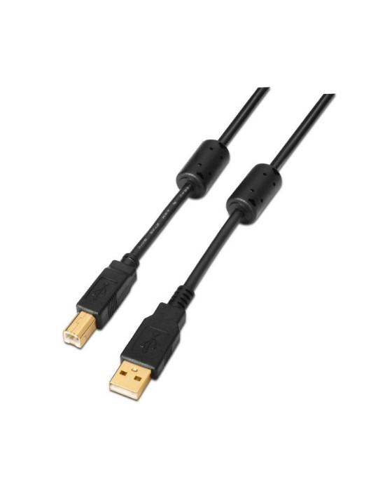 Cable USB 2.0 Impresora Aisens A101-0011/ USB Tipo-B Macho - USB Macho/ 5m/ Negro